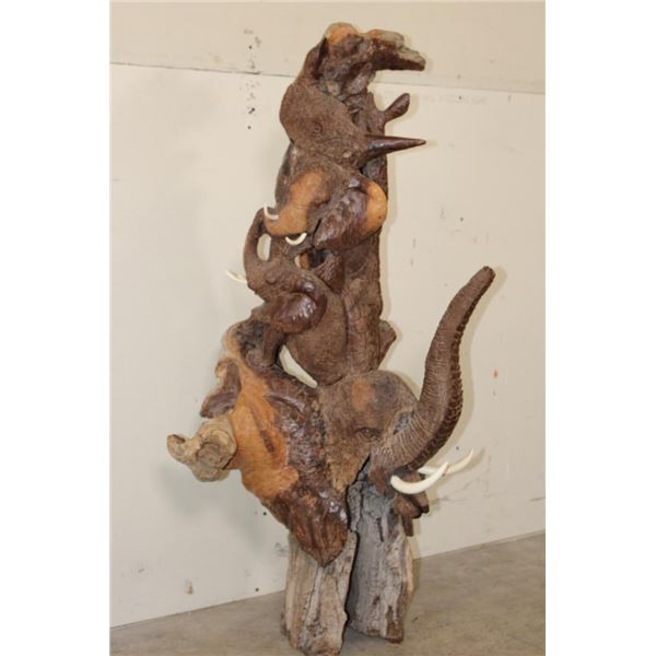 XL 4' Original Leadwood Hand-carved Sculpture "Lucky" by African artist Nhlanhla S. Nkala