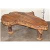Image 1 : Hand-carved Shape of AFRICA Coffee Table with 3 Carved Elephant Foot Legs
