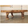 Image 5 : Hand-carved Shape of AFRICA Coffee Table with 3 Carved Elephant Foot Legs