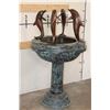 Image 2 : XL Bronze Garden Fountain with 4 DOLPHINS, Weight 113 lbs