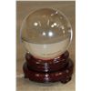 Image 1 : Glass 5" Diameter "Crystal Ball" With a Custom Wooden Stand