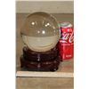 Image 2 : Glass 5" Diameter "Crystal Ball" With a Custom Wooden Stand