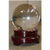 Image 4 : Glass 5" Diameter "Crystal Ball" With a Custom Wooden Stand