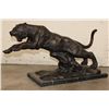 Image 1 : Big Leaping TIGER Bronze Sculpture on a Marble Base signed by S. Daw, Weight 36 lbs