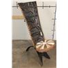 Image 6 : Hand-carved African Palaver Chair with an IMPALA and SPRINGBOK Hide Seat Cushion