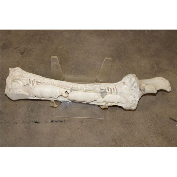 Scrimshawed HIPPOPOTAMUS Leg Bone by African artist JK ZULU