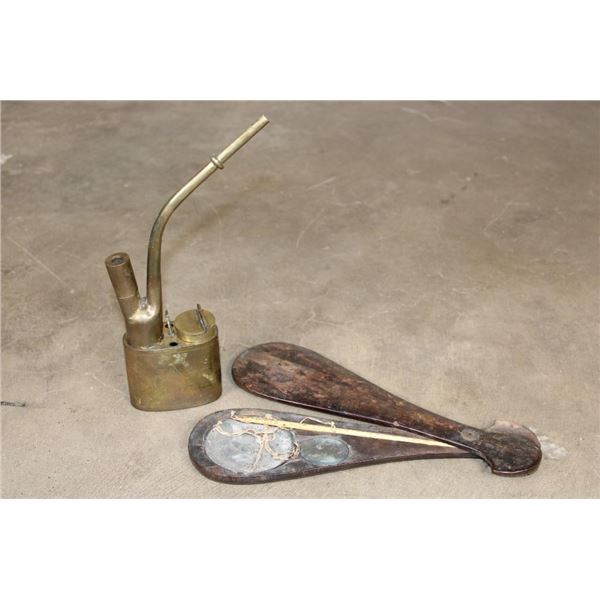 (1) Antique 19th Century Chinese Brass OPIUM PIPE and (1) Antique OPIUM SCALE in a Wood Case (ONE$)