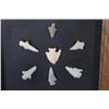 Image 2 : 17 Authentic Ancient Prehistoric Indian Flint Bird Point ARROWHEADS in a Glass and Wood Frame