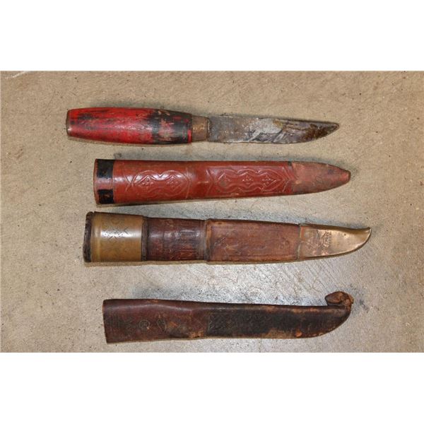 (1) Antique Finnish Puukko Knife with a Sheath and (2) Puukko Knife Sheaths (ONE$)