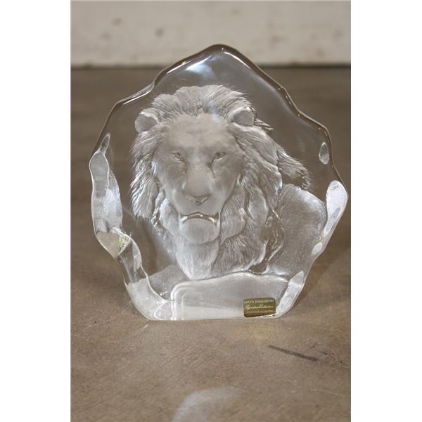 Vintage Mats Jonasson for Kosta Boda Crystal, LION Sculpture