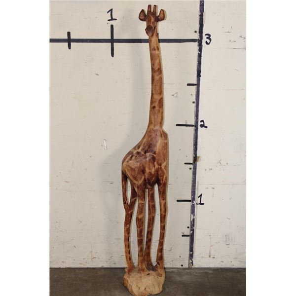 Over 3' Tall Hand-carved Wooden GIRAFFE Statue