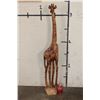 Image 2 : Over 3' Tall Hand-carved Wooden GIRAFFE Statue