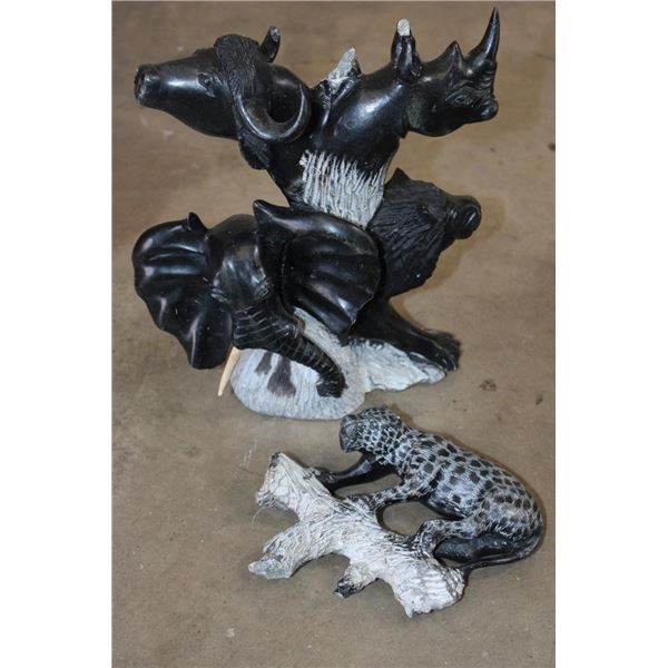 African "Big 5" Soapstone Statue
