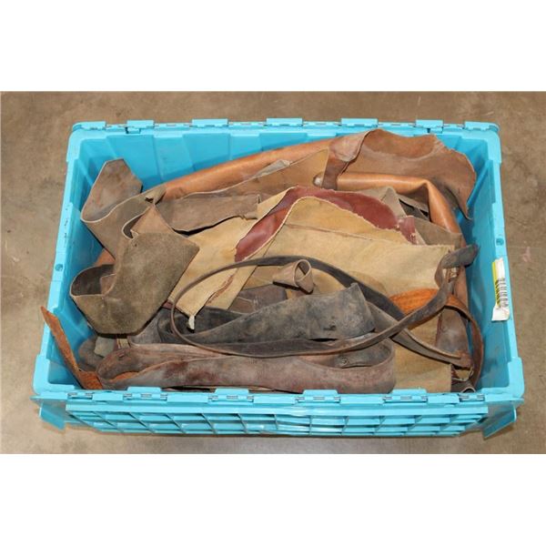 Big Tub of Leather for Crafts and a few old belt (ONE$)