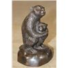 Image 1 : Small Monkey Mother with Her Baby Bronze Sculpture, Weight 1 lb