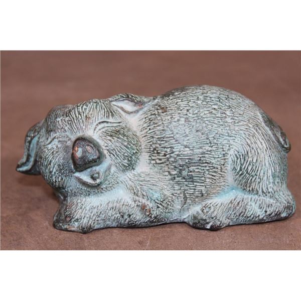 Little Bronze Happy PIG Sculpture, Weight 2 lbs