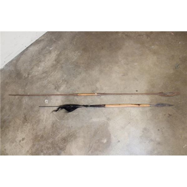 (1) African SABATA SPEAR, and (1) African SPEAR with an Animal Tail (ONE$)