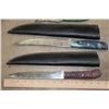 Image 2 : (5) Damascus Steel KNIVES with Leather Sheaths (ONE$)