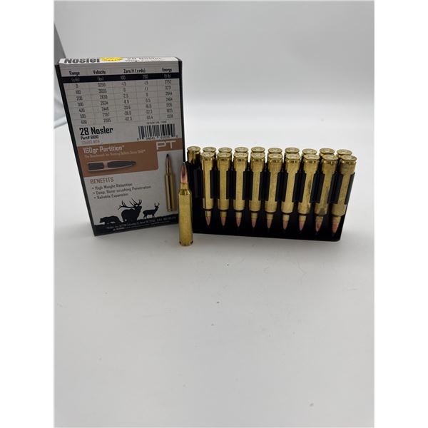 Full box of 28 Nosler ammo