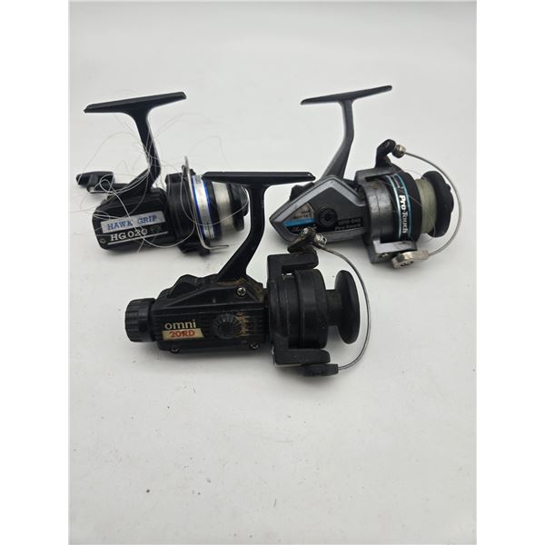 3 open face fishing reels