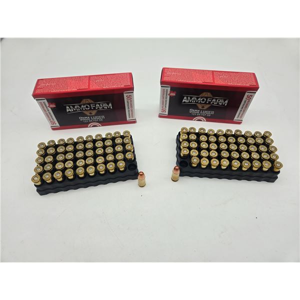 two full boxes of Ammofarm 9mm ammo