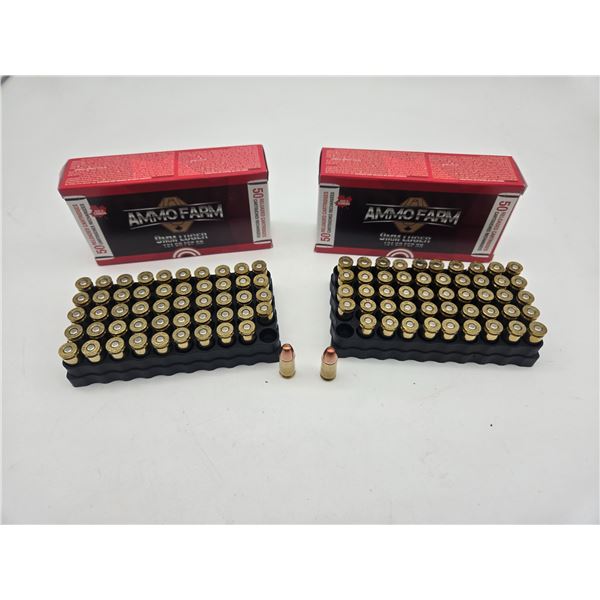 two full boxes of Ammofarm 9mm ammo