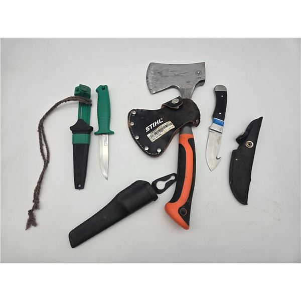 Stihl hatchet and knives