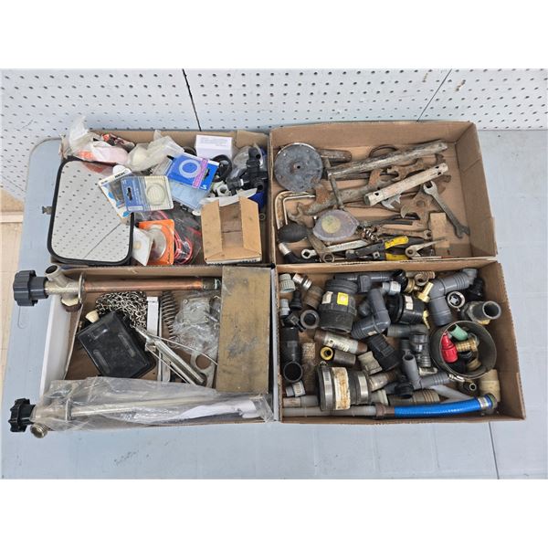 3 flats of misc garage items