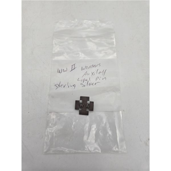 Sterling Silver WWII Ladies Auxiliary lapel pin