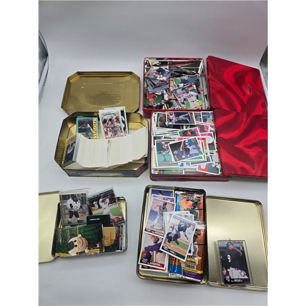 5 tins of baseball cards