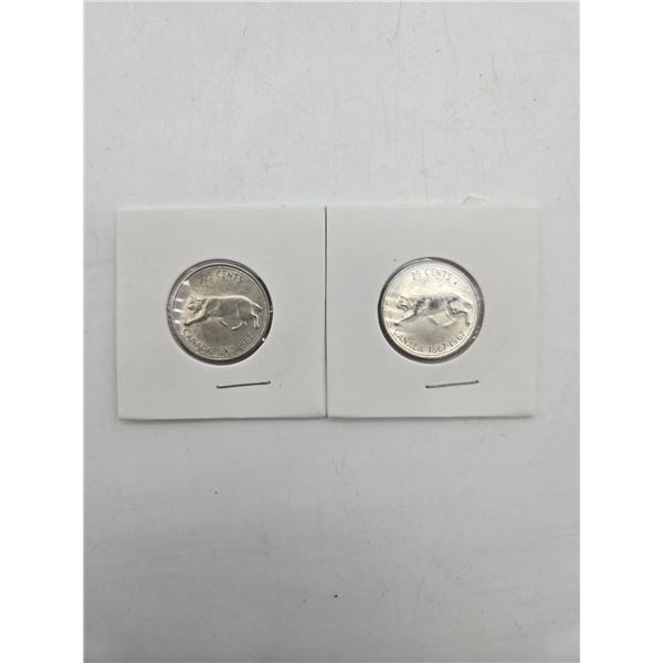 2x 1967 Silver Lynx quarters