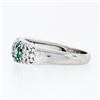 Image 6 : Fancy 18K White Gold 0.68 ctw Emerald Diamond Dome Bombe Flower Cluster Band Rin