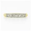 Image 4 : Antique 14k Yellow Gold w/ Palladium Top 0.20 ctw Pave Diamond Wedding Band Ring