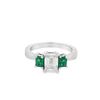Image 1 : 1.50 ct. GIA Emerald and Diamond Wedding Engagement Ring - 14KT White Gold