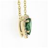 Image 4 : NEW 14K Yellow Gold 0.75 ctw Heart Cut Emerald w/ Diamond Halo Pendant & Chain