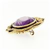 Image 5 : Antique Art Nouveau 14k Gold 13.13 ctw Oval Amethyst Detailed Dragon Frame Brooc