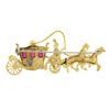 Image 3 : Vintage Italian 18K Yellow Gold Ruby Long Detailed Horse & Carriage Brooch Pin