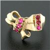 Image 2 : Vintage Retro 10k Yellow Gold Round Brilliant Red Stone Polished Bow Ribbon Ring
