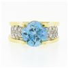 Image 4 : Vintage 18k TT Gold GIA FINE Round Brilliant Zircon Solitaire Pave Diamond Ring