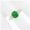 Image 4 : NEW Platinum 14k Gold 4.23 ctw GIA Cushion Tsavorite & Round Diamond Accents Rin