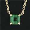 Image 3 : NEW 14K Gold 0.59 ctw Square Step Cut Emerald Petite Solitaire Pendant Necklace