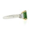 Image 6 : NEW Platinum & 14k Gold 4.39 ctw GIA Cushion Tsavorite & Emerald Cut Diamond Rin
