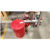 Image 1 : ASSORTED OIL CANS, SAFETY SIGN, EYE WASH, FILTRATION KIT AND MORE