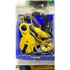 Image 2 : LARGE CLAMPS, ASSORTED HAND TOOLS, BIN OF EXTENSION CORDS AND PNEUMATIC HOSE, CRANE GRIP
