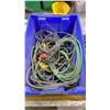 Image 3 : LARGE CLAMPS, ASSORTED HAND TOOLS, BIN OF EXTENSION CORDS AND PNEUMATIC HOSE, CRANE GRIP