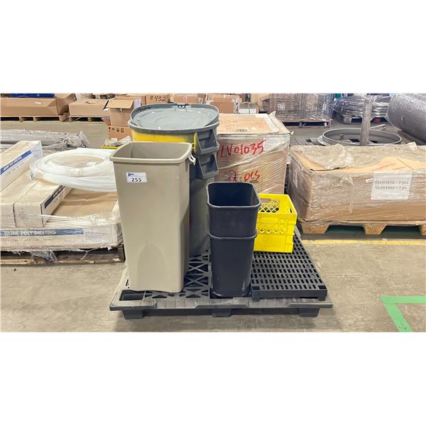 PALLET OF GARBAGE CANS