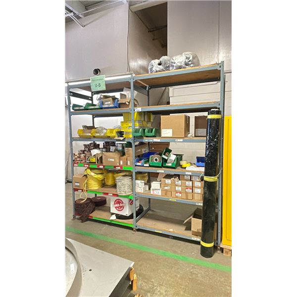 GREY METAL SHELF RACKING SYSTEM - APPROX.100" ACROSS X 25" WIDE X 96" HIGH