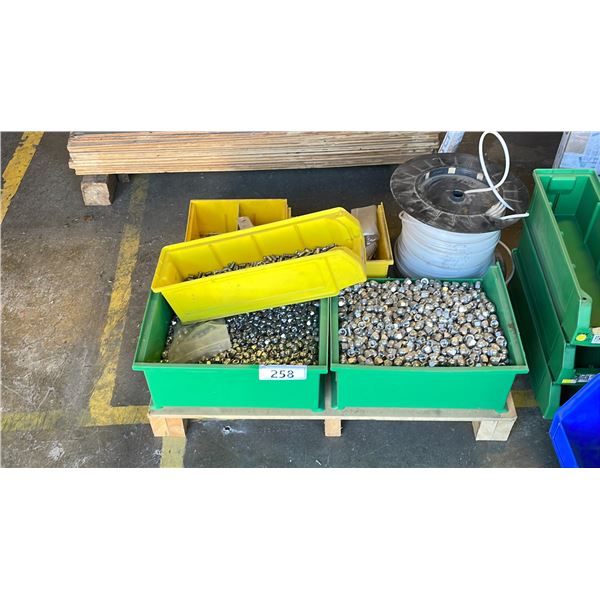 PALLET OF FASTENERS AND PLASTIC TUBING