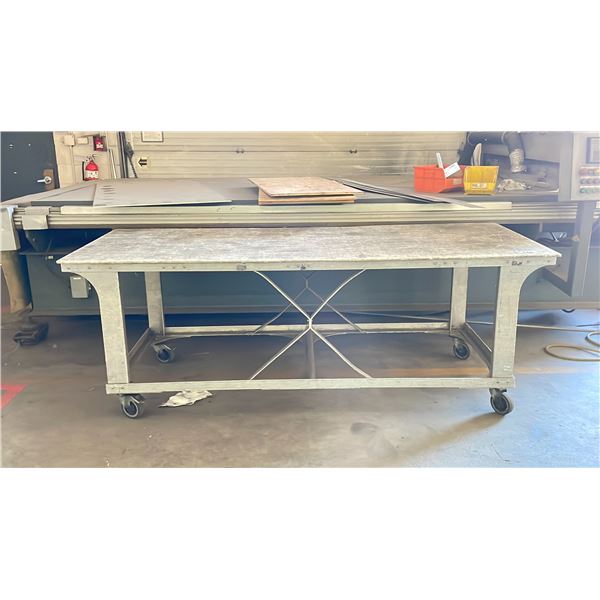 METAL BASE MOBILE WORK TABLE WITH PVC TOP 48X96X44"