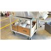 Image 2 : GREY METAL MOBILE SHOP CART APPROX. 39" ACROSS X 23" WIDE X 32" HIGH